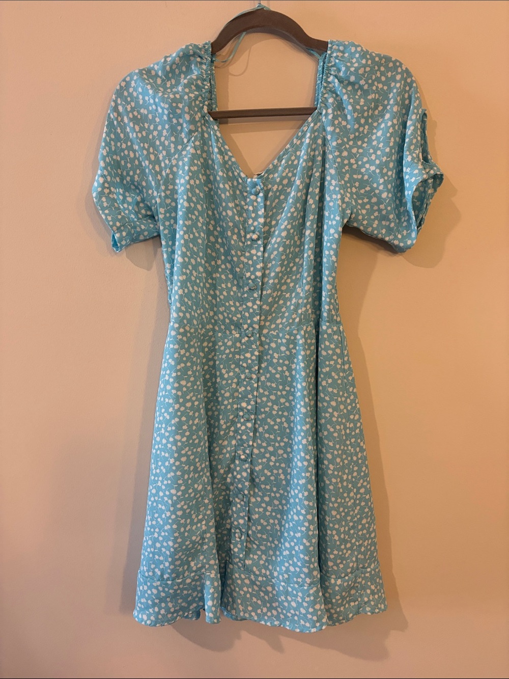 Sienna Sky Blue Floral Button-Front Women’s Dress